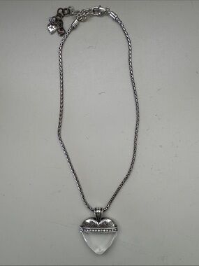 Brighton Sterling Silver Heart Pendant Necklace with Clear Crystal